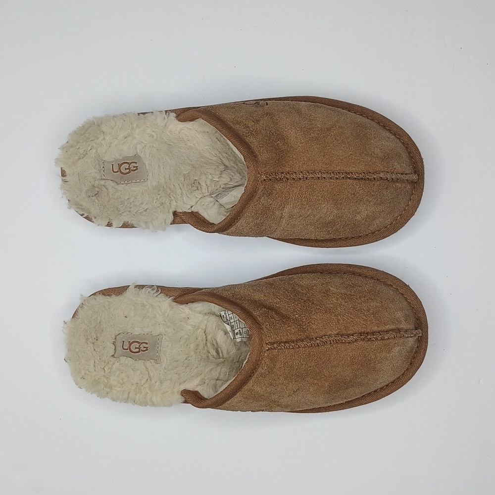 UGG Keegan Slide Slipper Chestnut Suede Shearling Slip On Shoes Kids Size‎ 3 - Picture 3 of 8